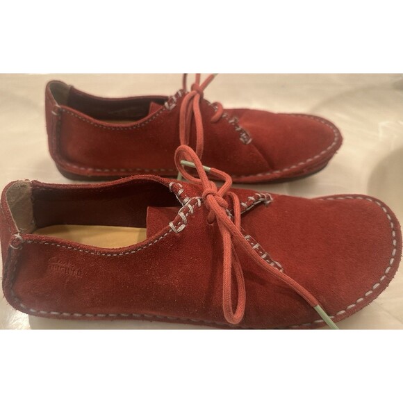 Clarks Originals Red Suede Wallabee Shoes Women’s 7M Crepe Sole - Picture 2 of 6